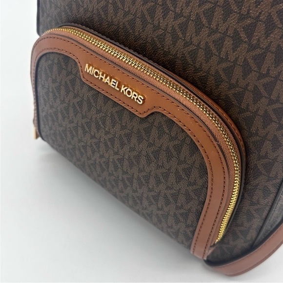 Michael Kors Medium Jaycee Zip Packet Backpack Brown/Gold - Picture 4 of 12